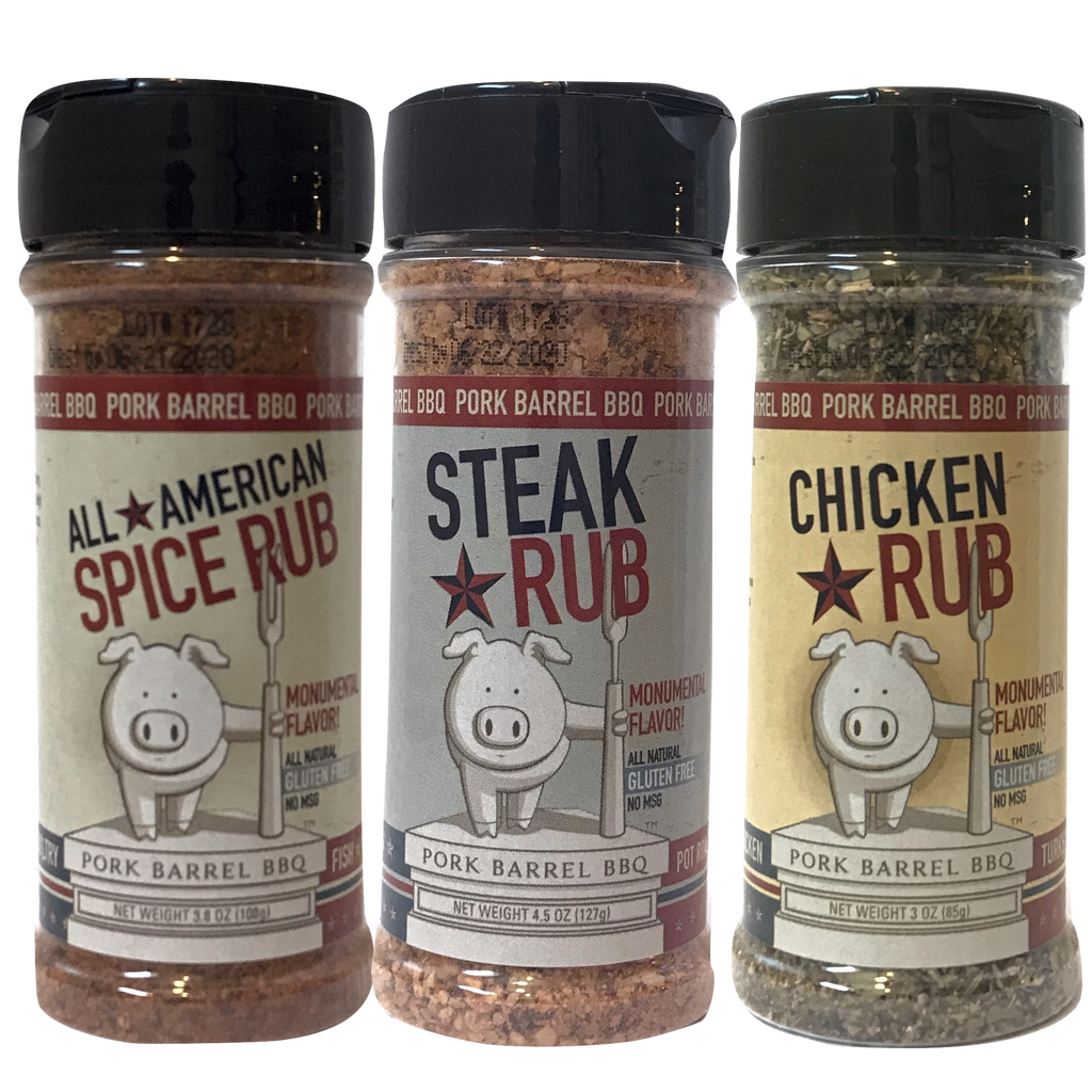 spice spices seasoning pork barrel bbq all purpose rub all american spice steak chicken shark tank barel 3 pack spice sampler bbq spice gift pack gifts for dad father day gift christmas gift gift ideas