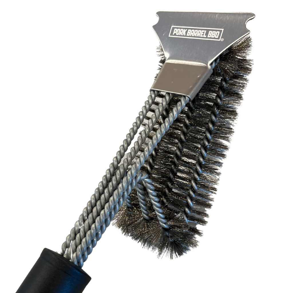 Pork Barrel BBQ Grill Brush and Scraper - Safe Stainless Steel Woven W